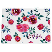 Rosenmuster, handbemalt und rosa große geschenktüte (Vorderseite)