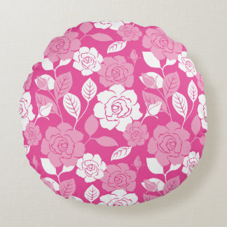 ROSENMUSTER IN ROSA RUNDES KISSEN