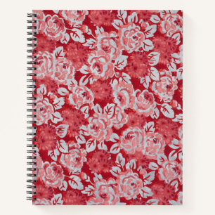 Rosenmuster Rosa & Rot Spiralblock Notizblock