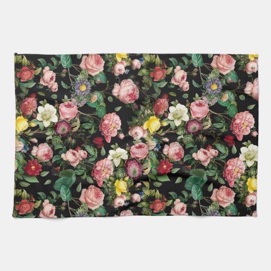 Rosenmuster Rosa und Rot Geschirrtuch (Horizontal)