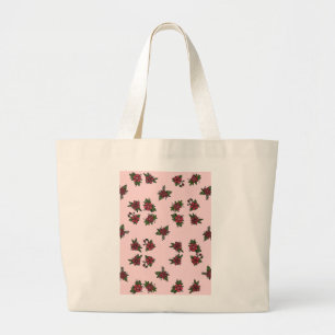 Rosenmuster, süßes kleines rosa und rotes Design Jumbo Stoffbeutel