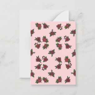 Rosenmuster, süßes kleines rosa und rotes Design Mitteilungskarte