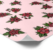 Rosenmuster, süßes kleines rosa und rotes Design Poster (Ecke)