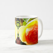 Rosenorange-Blütenbraun Kaffeetasse (VorderseiteRechts)