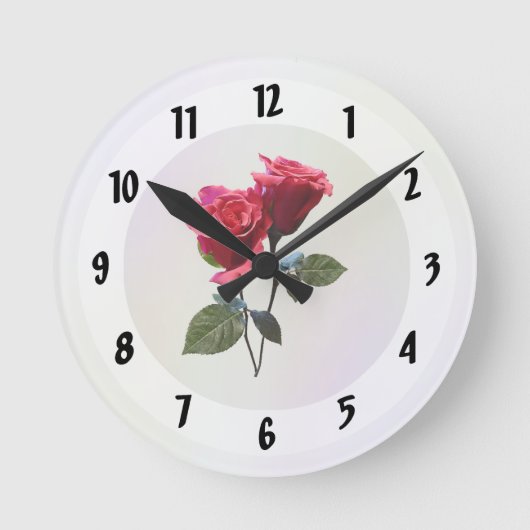Rosenpaar Runde Wanduhr (Vorderseite)