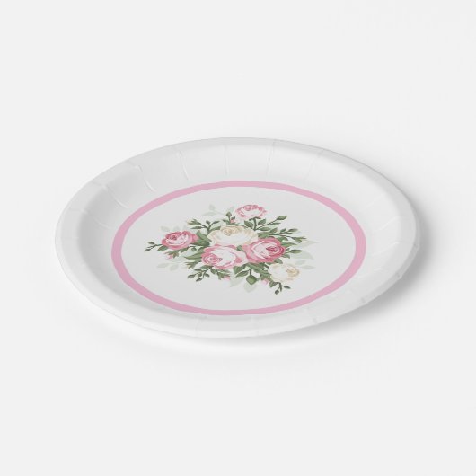 Rosenpapier-Platte Pappteller (Schrägansicht)