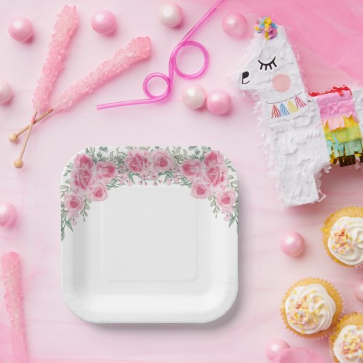 Rosenpapier-Teller in Rosa rot Pappteller (Party)