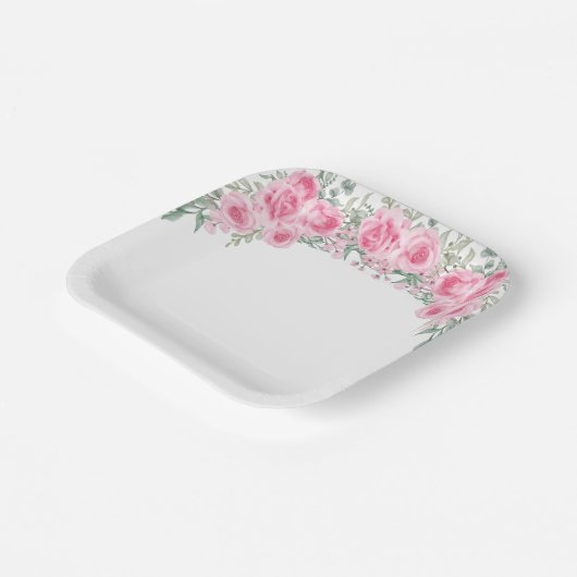 Rosenpapier-Teller in Rosa rot Pappteller (Gewinkelt)