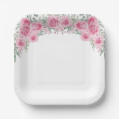 Rosenpapier-Teller in Rosa rot Pappteller (Vorderseite)