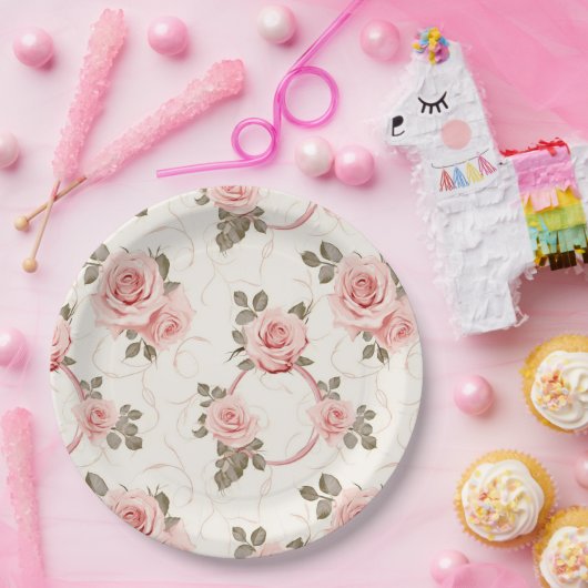 Rosenpapier-Teller in Rosa rot Pappteller (Party)