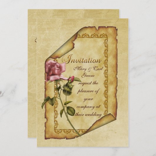 Rosenparkett Einladung (Vorne/Hinten)