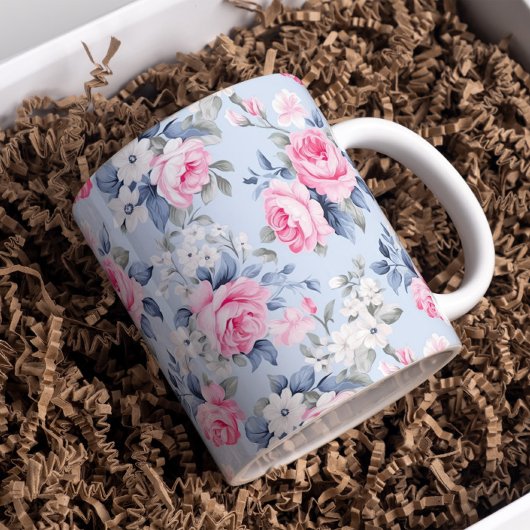 Rosenpastellrosen Shabby Chic Blumenmuster Kaffeetasse