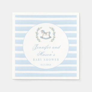 Rosenpferd aus blauem Holz, Babydusche Serviette