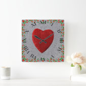 Rosenrahmen Herz Quadratische Wanduhr (Zuhause)