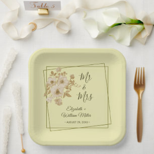 Rosenrahmen – Himmlische Gelbe Hochzeit Pappteller