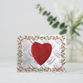 Rosenrahmen mit Herz Postkarte (Stehend Vorderseite)