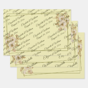 Rosenrahmen – Monogramm Himmlisch Gelbe Hochzeit Geschenkpapier Set
