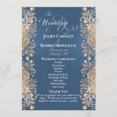 Rosenrand auf Blau - Hochzeit Programm (Vorderseite)