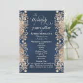 Rosenrand auf dunkelblau - Hochzeit Programm (Stehend Vorderseite)