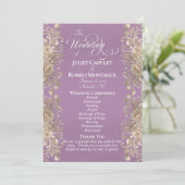 Rosenrand auf Lavendel - Hochzeit Programm (Stehend Vorderseite)