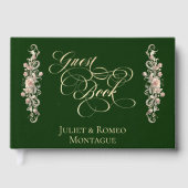 Rosenrand & Herz Monogramm - Smaragd-Gästebuch Gästebuch (Vorderseite)