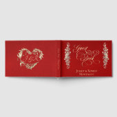 Rosenrand und Herzmonogramm - rotes Gästebuch (Voll)