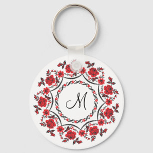 Rosenring personalisierte Monogramm-Initiale Schlüsselanhänger