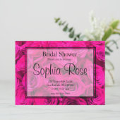 Rosenrosa Blume Rosa Blütengrün Einladung (Stehend Vorderseite)