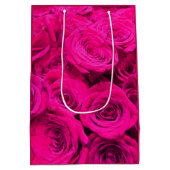 Rosenrosa Blume Rosa Blütengrün Mittlere Geschenktüte (Rückseite)