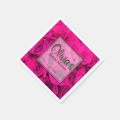 Rosenrosa Blume Rosa Blütengrün Serviette (Ecke)