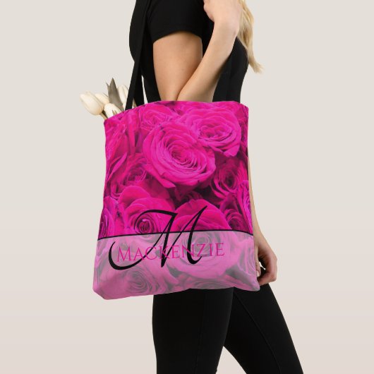 Rosenrosa Blume Rosa Blütengrün Tasche (Von Nahem)