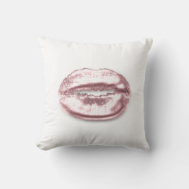 Rosenrosa Glitzer Kiss Lips Minimal Kissen