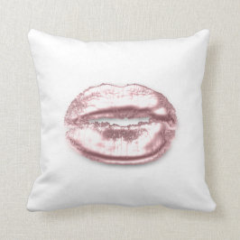 Rosenrosa Glitzer Kiss Lips Minimal Kissen