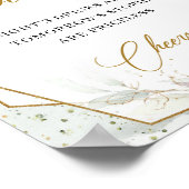 Rosenrosa Rosengrün, goldener Rahmen, offen Bar Poster (Ecke)