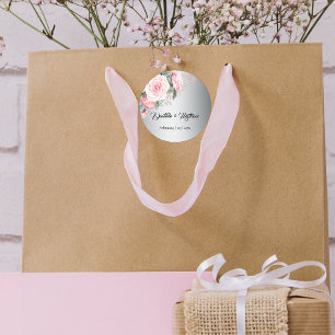 Rosenrosen auf der Silver Botanical Wedding Runder Aufkleber