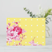 Rosenrosen auf gelbem Hochzeitsempfang Einladung (Stehend Vorderseite)