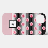 Rosenrosen auf schwarzen und weißen Streifen mit a Case-Mate iPhone Hülle (Rückseite (Horizontal))