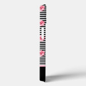 Rosenrosen auf schwarzen und weißen Streifen mit a Case-Mate iPhone Hülle (Rückseite / Rechts)