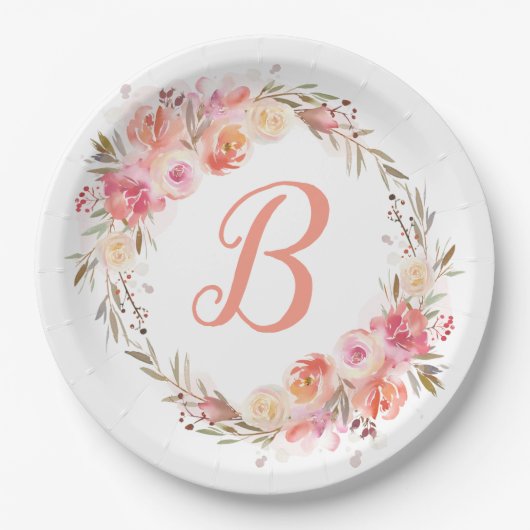 Rosenrosen-Blume-Brautparty Pappteller (Vorderseite)