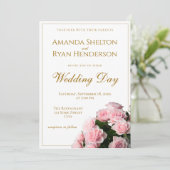 Rosenrosen-Blume-Hochzeit Einladung (Stehend Vorderseite)