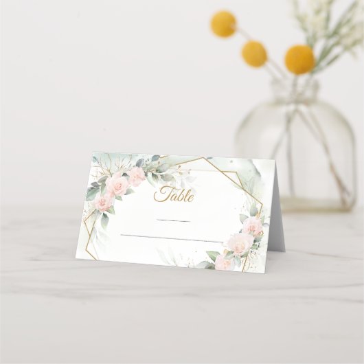 Rosenrosen Boho blush Blume Hochzeit Platzkarte (Rückseite)