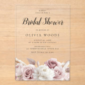 Rosenrosen-Brautparty Acryleinladungen (Vorderseite)