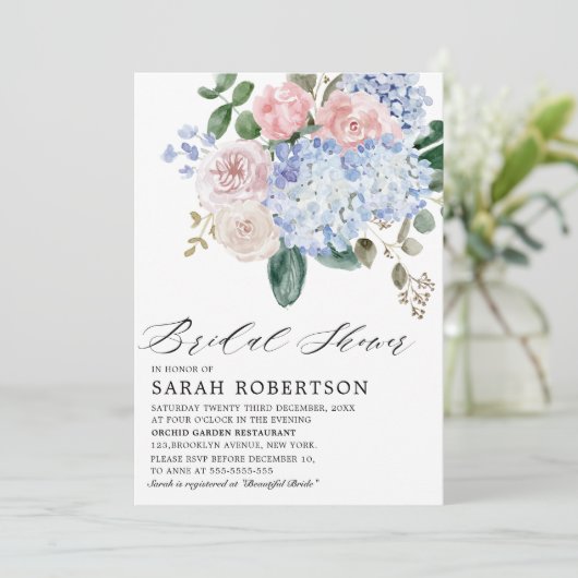 Rosenrosen-Brautparty Einladung (Stehend Vorderseite)