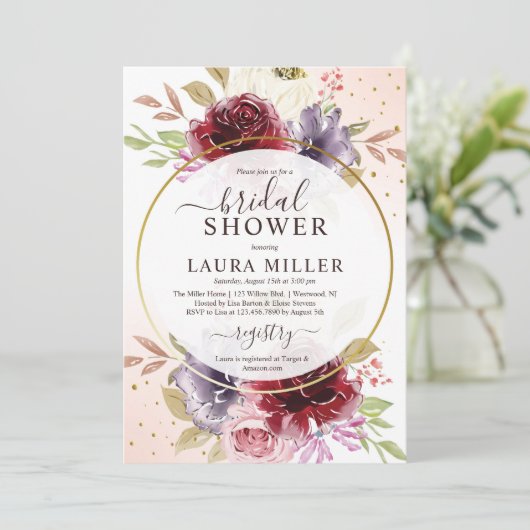 Rosenrosen-Brautparty Einladung (Stehend Vorderseite)