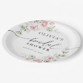 Rosenrosen-Brautparty-Papierplatte in Rosa rot Pappteller (Schrägansicht)