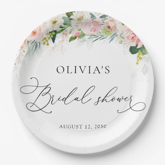 Rosenrosen-Brautparty Pappteller (Vorderseite)