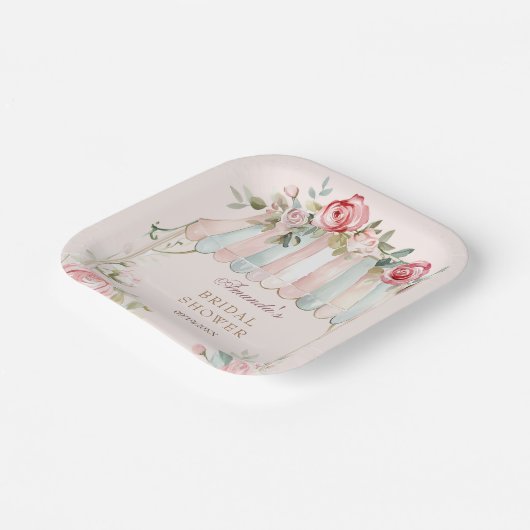 Rosenrosen-Brautparty Pappteller (Gewinkelt)