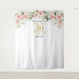 Rosenrosen-Eukalyptus-Boho Roush 50. Geburtstag Wandteppich