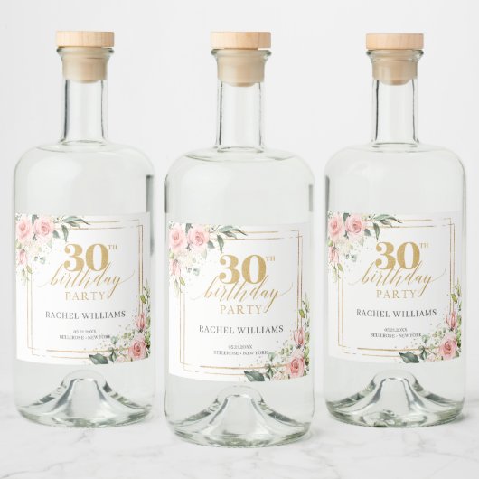 Rosenrosen Eukalyptus Glitzern Alkoholflaschenetikett (Flaschen)