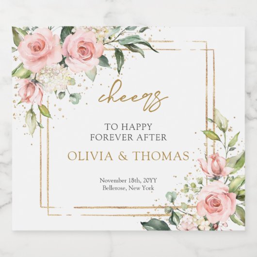 Rosenrosen Eukalyptus-Glitzern Bierflaschenetikett (Einzelnes Label)